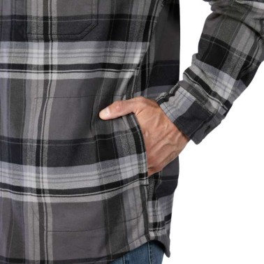 RUGGED FLEX™ RELAXED FIT FLANNEL FLEECE LINED HOODED SHIRT JAC