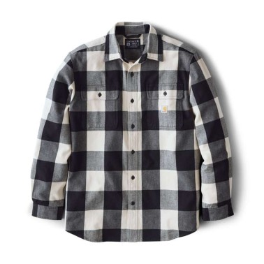 LOOSE FIT HEAVYWEIGHT FLANNEL LONG-SLEEVE PLAID SHIRT